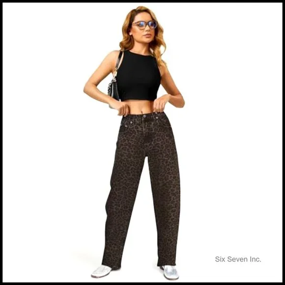 High Waisted Barrel Jeans Wide Straight Leg Boyfriend Fit Y2K Chic - Picture 5 of 6